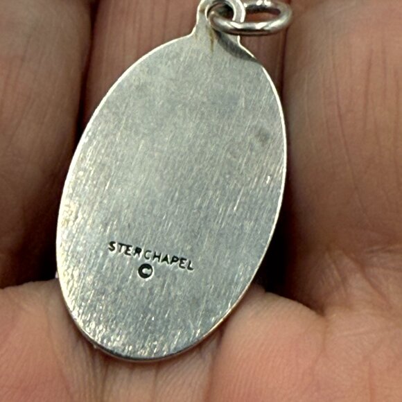 VTG Saint Peregrine Sterling Chapel Oval Medal Pendant Sterling Silver 1" - Picture 2 of 5